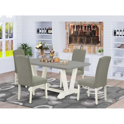 5-Piece Natural Oak Finish Solid Wood Top Dining table with 4-Chairs with