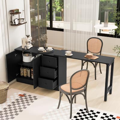 Roomfitters Extendable Sideboard Buffet Cabinet with Storage, Multifunctional Console Table for Dining Room