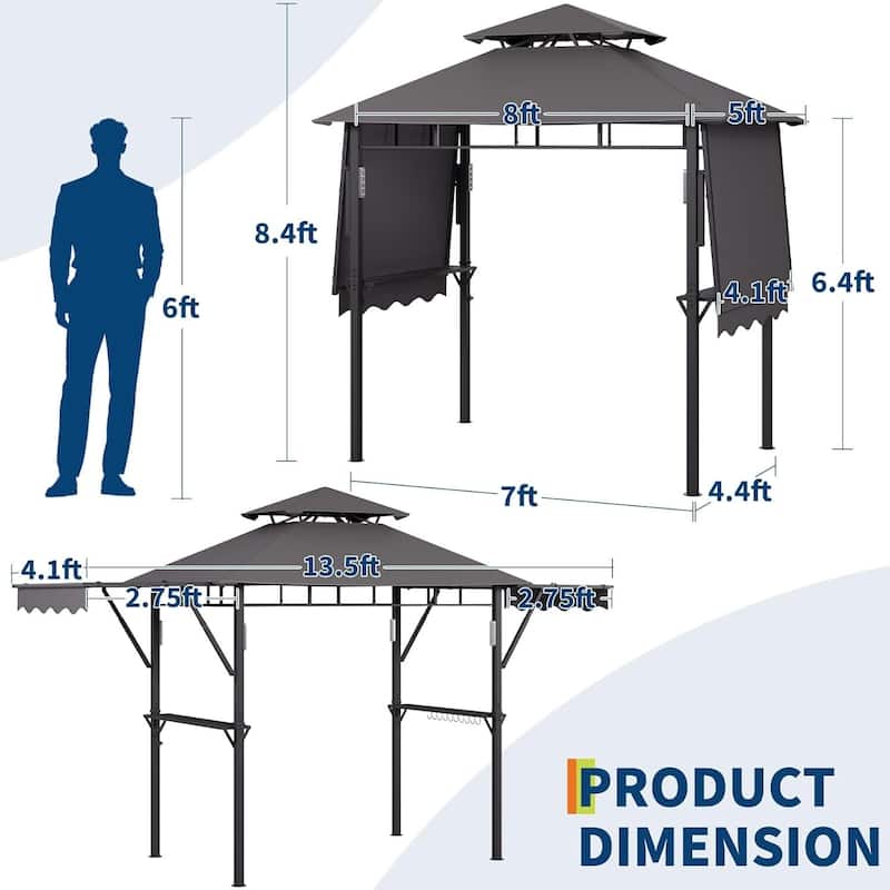 Durable BBQ Grill Gazebo, Weather-Resistant Canopy Shelter for Patio & Backyard - N/A
