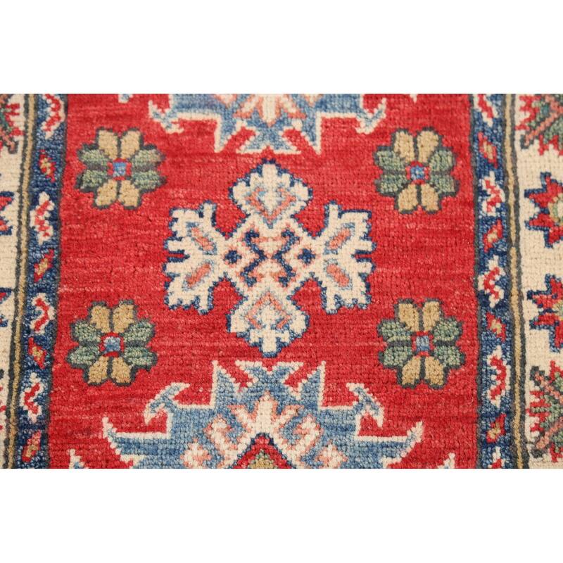 Red Kazak Oriental Accent Rug Handmade Traditional Wool Carpet - 2'1"x 2'10"