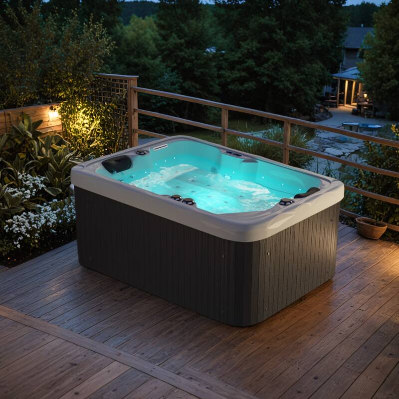 Patiowell 4-Person 41 Jets Hot Tub with Digital Control System-The Fresh Water System and LED Lighting-Intelligent