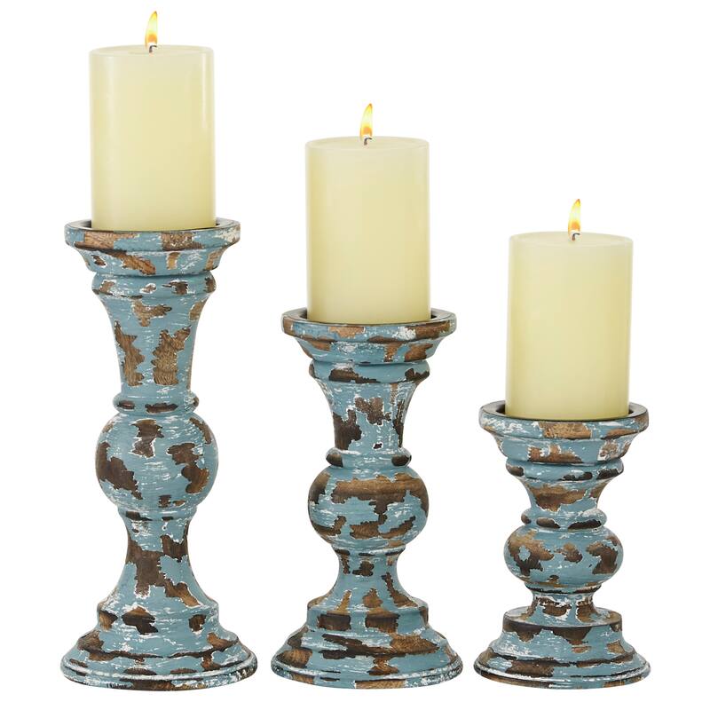 Wood Country Cottage Candle Holder (Set of 3)