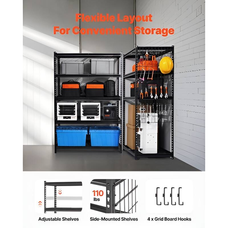 5 Tier Heavy Duty Garage Shelving Unit, Adjustable Metal Rack