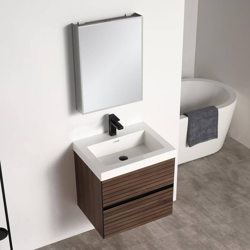 Blossom Annecy 24-Inch Floating Bathroom Vanity with Acrylic Sink