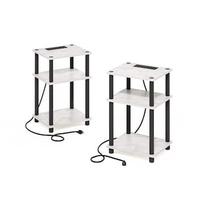Modern 3-Tier End Table with USB-C Charging, Set of 2, Living Room Nightstand - 13.39
