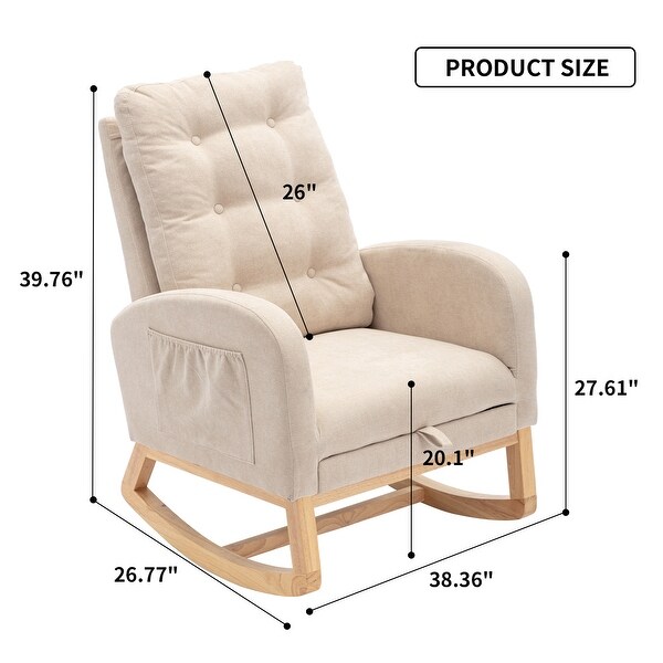 Rocking Chair with Footrest Nursery Glider Chair with Rubber Wood Legs Side Pocket High Back Nursing Chair On Sale Bed Bath Beyond 39912399