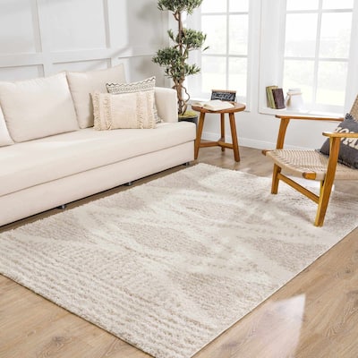Hauteloom Lux Shag Collection Moroccan Farmhouse Shaggy High Plush Pile Area Rug