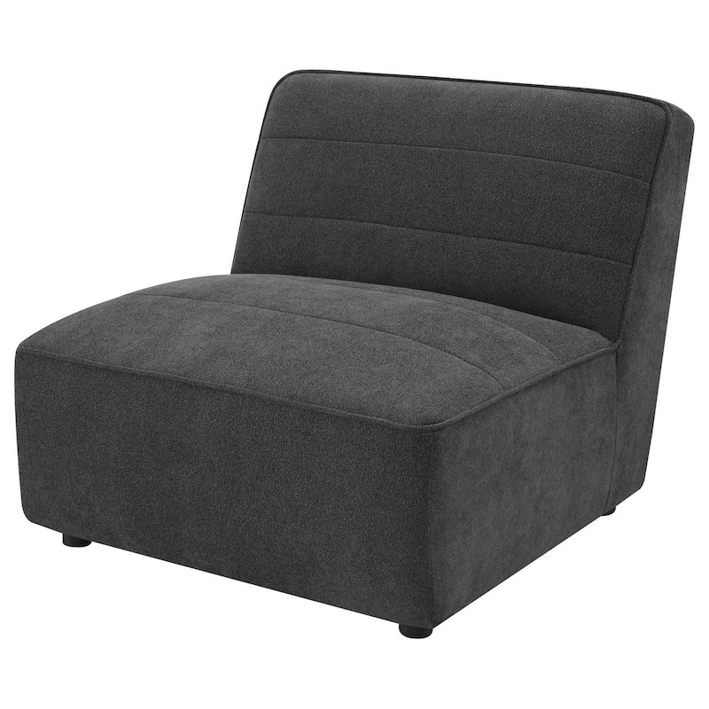 Suri 38 Inch Modular Armless Chair, Soft Modern Boucle Fabric, Gray