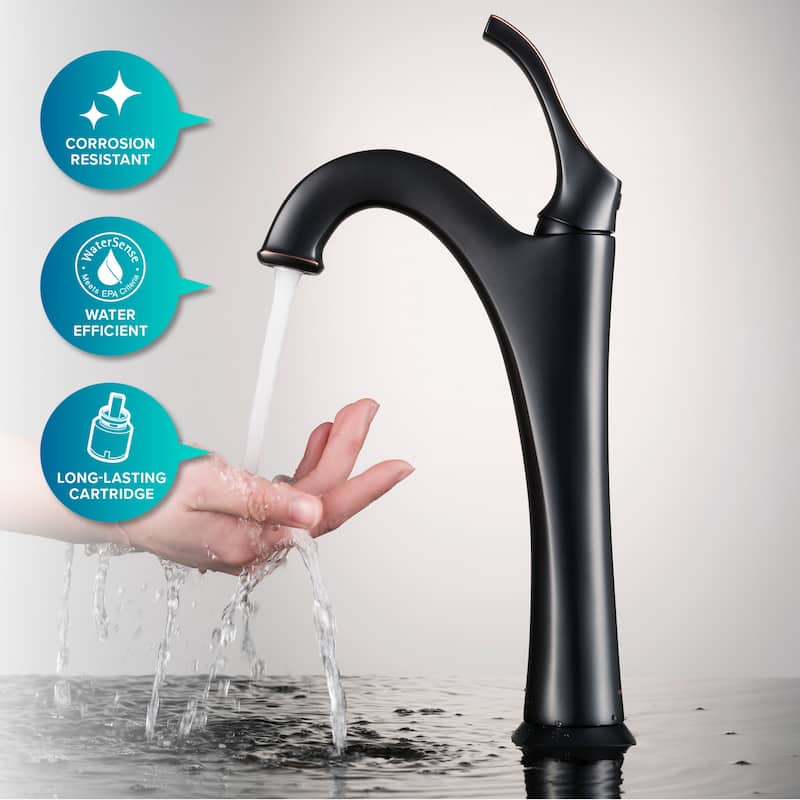 Kraus Arlo & Glass 16-1/2" Glass Vessel Bathroom Sink with 1.2 GPM