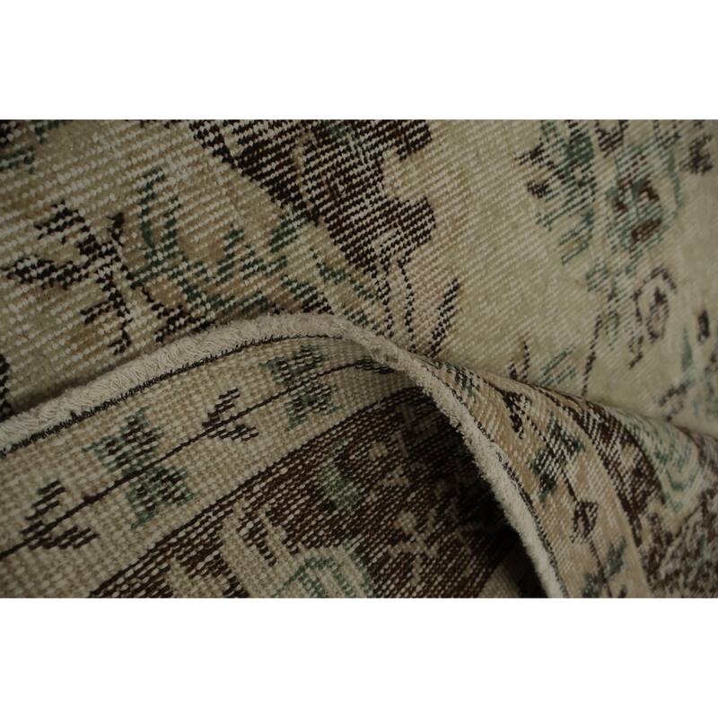 Hand Knotted Oriental 100% Wool Carpet Transitional Floral Beige & Ivories Anatolian Area Rug - 9' 1'' X 5' 4''