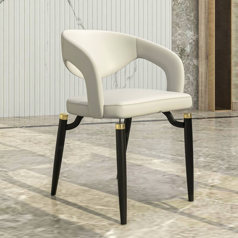 Entice Dining Chairs Upholstered Leather with Iron Legs Modern Accent Arm Chairs