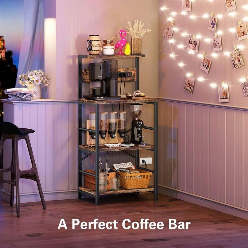 Bakers Rack with 3 Power Outlets - 15.75"D x 23.62"W x 51.18"H