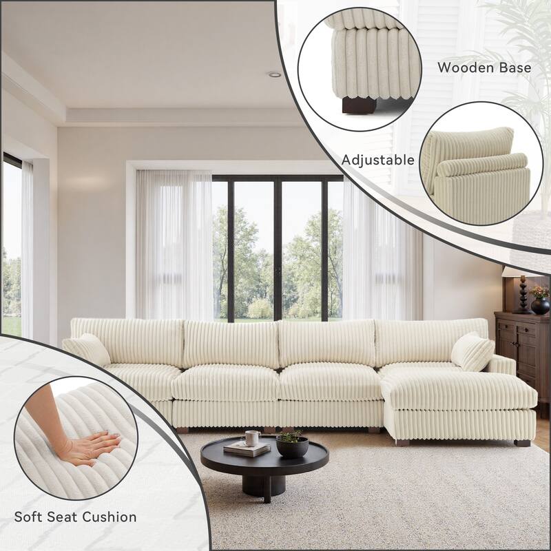 Plush Flannel Modular Sectional Sofa for Living Room