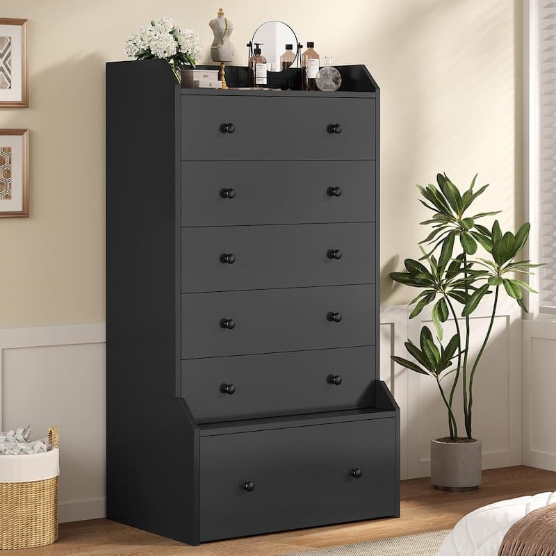 Tall 6 Drawer Dresser Dresser for Bedroom Vertical Dressers Chest of Drawers