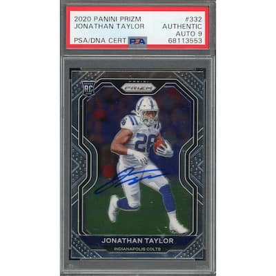 Jonathan Taylor 2020 Panini Prizm Signed Rookie Card #332 Auto Graded PSA 9 - 8'6" x 11'6"