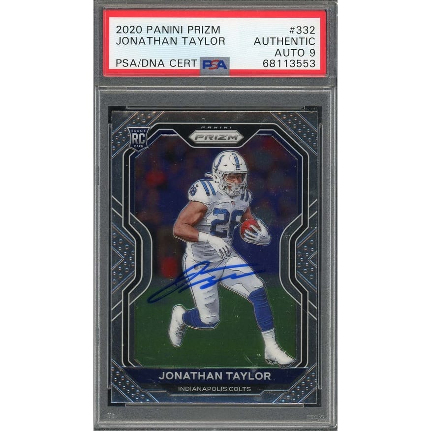 Jonathan Taylor 2020 Panini Prizm Signed Rookie Card #332 Auto Graded PSA 9 - 8'6" x 11'6"