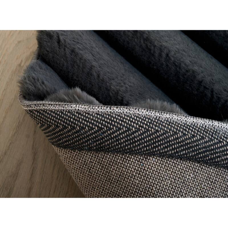 Madrid Collection Ultra Soft Ribbed Faux Fur Area Rug