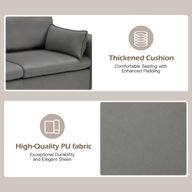 Modern double sofa for small spaces with storage, 2 soft cushions