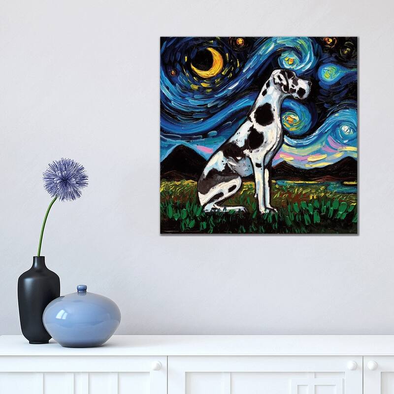 iCanvas "Harlequin Great Dane Night" by Aja Trier Canvas Print - 18x18x1.5