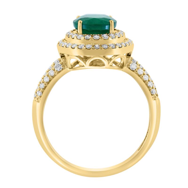 EFFY 14K Gold Diamond Natural Emerald Ring