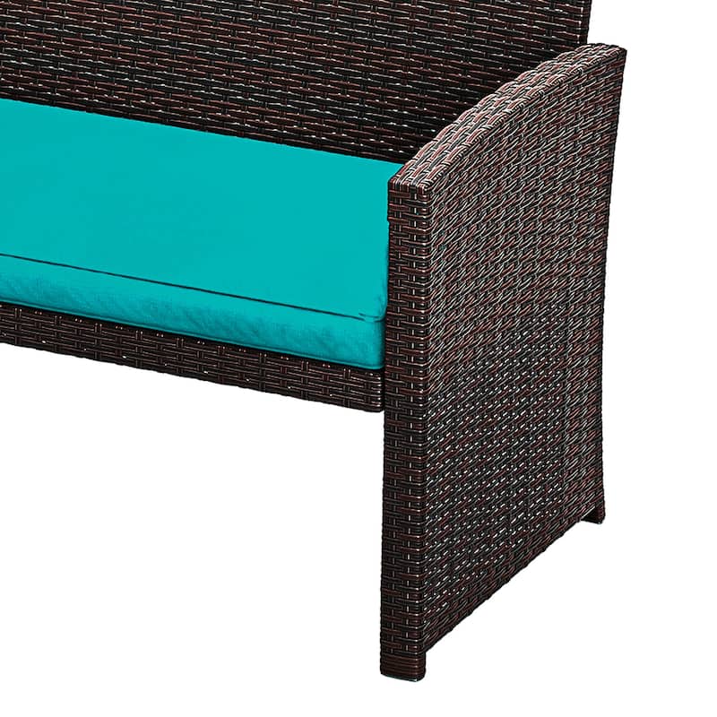 Moasis 4-Piece All Weather Rattan Conversation Loveseat for Backyard - 4 PCS