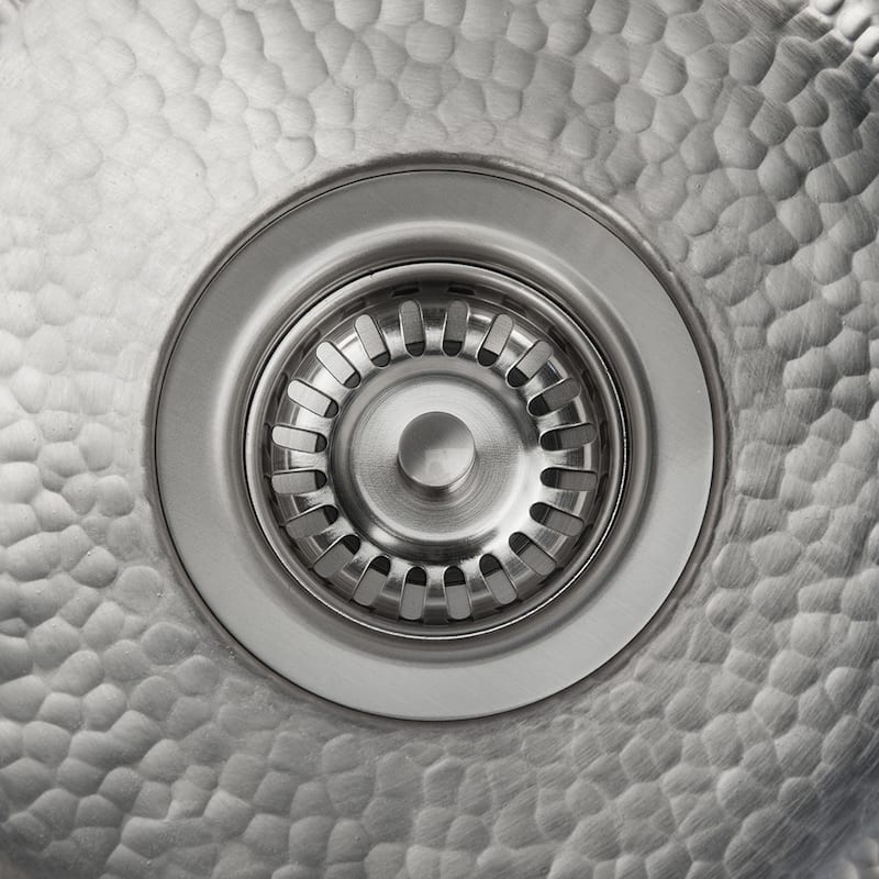 20" Rectangle Hammered Copper Kitchen/Bar/Prep Single Basin Sink in Nickel, Matching Drain and Accessories