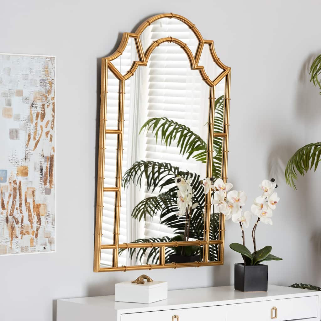 Bedivere Modern Glam and Luxe Antique Goldleaf Metal Accent Wall Mirror - Antique goldleaf