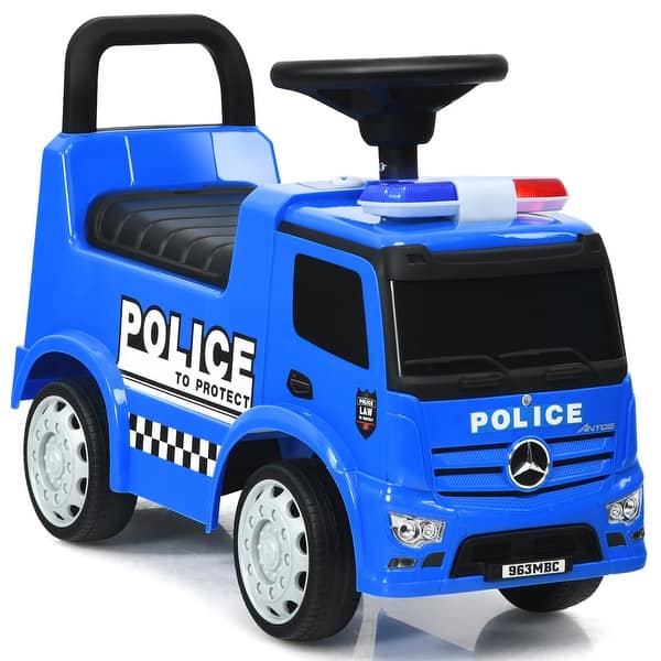 slide 2 of 12, Costway Kids Ride On Push Police Car Licensed Mercedes Benz Push and - See Details Blue - See Details - Kids