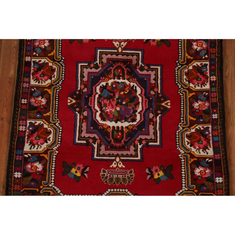 Hand Knotted Oriental 100% Wool Carpet Traditional Medallion Red Bakhtiari Area Rug - 4' 7'' X 3' 6''