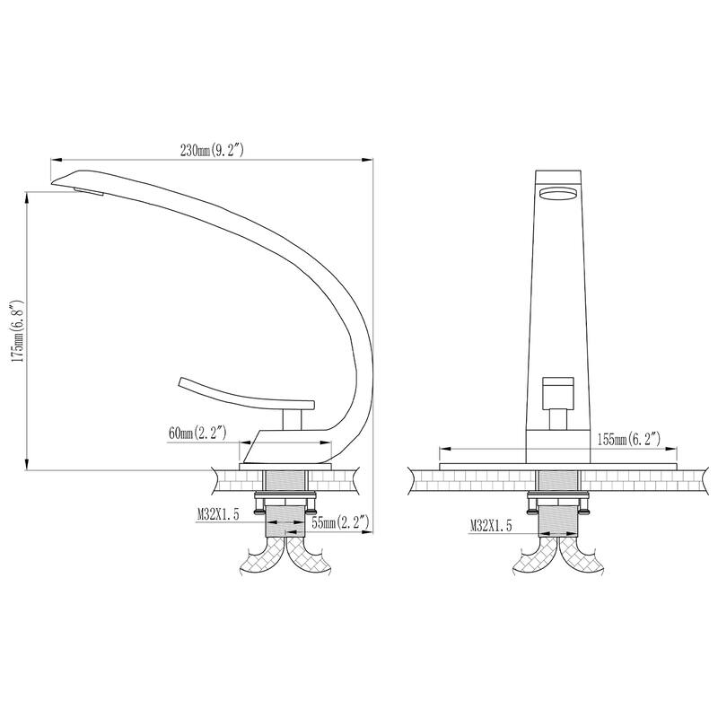 Single Hole Bathroom Faucet with 6 inch Cover - 6.8*6.5*9.2