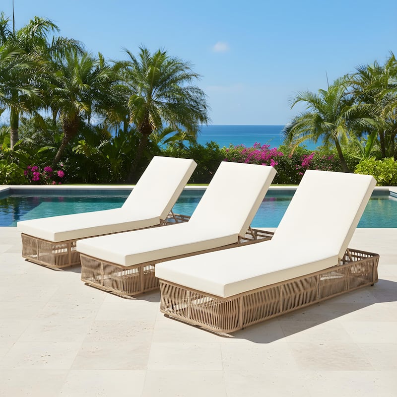 Christopher Knight Home - Solara Outdoor Adjustable Rope Base Sunlounge with Beige and White