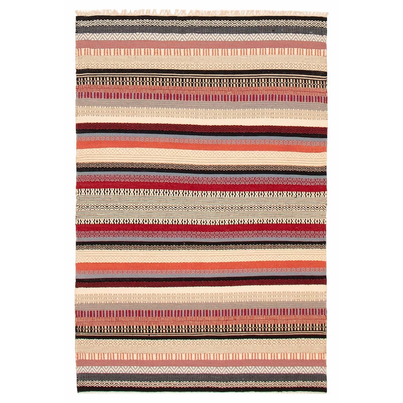 Nevada Red Kilim 5'0" x 7'7" - 5'0 x 7'7 - Red - 5'0 x 7'7