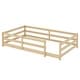preview thumbnail 59 of 70, Full Size Montessori Floor Bed with Safety Fence, Solid Pine Wood Frame, Kids Low-Profile Bed for Boys and Girls, Easy Assembly