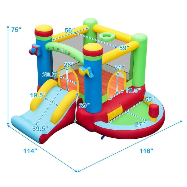 Music-Themed Kids Inflatable Castle Bounce House, Blower Not Included - 116" x 114" x 75"