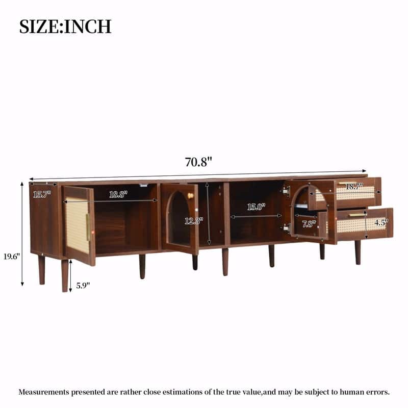 70" TV Stand for TVs up to 90", Entertainment Center with App-Controlled LED Lights, 2 Drawers & Glass Door Storage