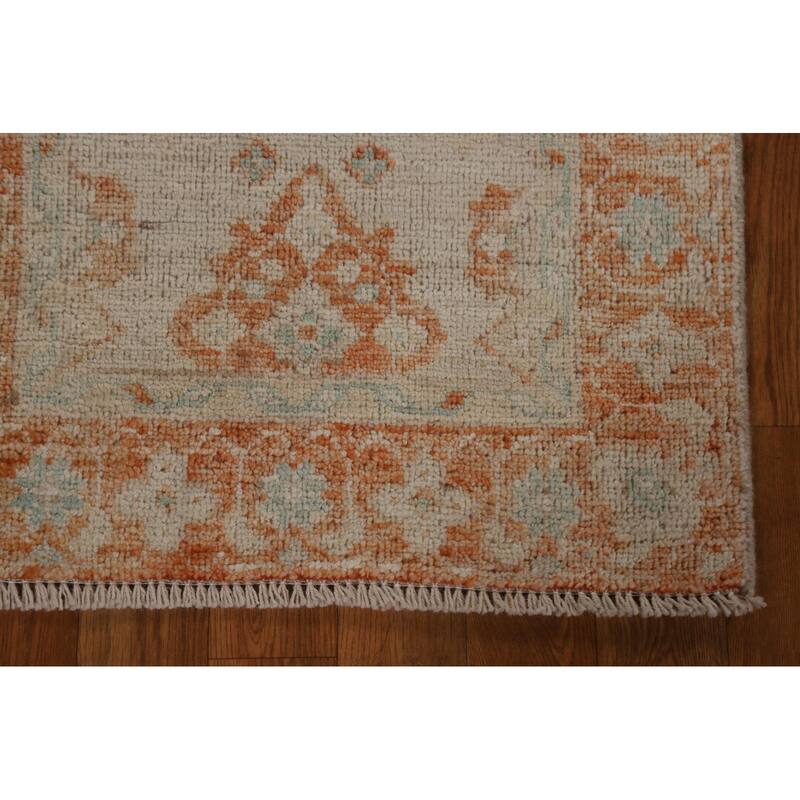 Geometric Oushak Turkish Traditional Oriental Wool Rug Hand-knotted - 1'11" x 3'10"