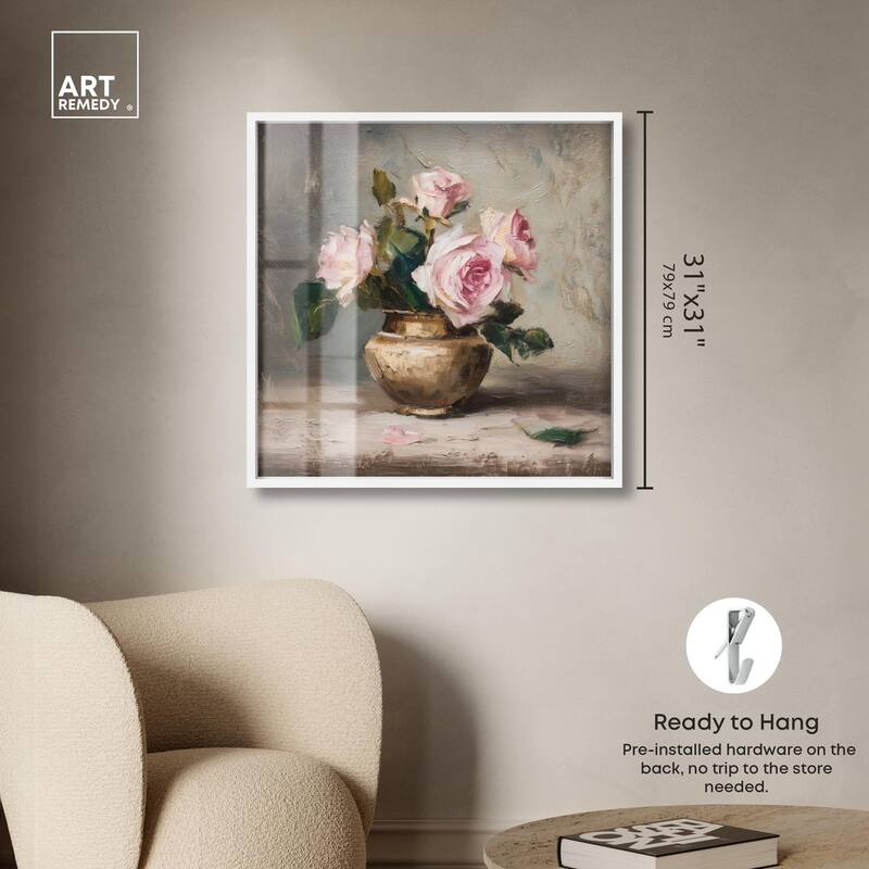 Pink Petals and Brass Shadowbox by Art Remedy