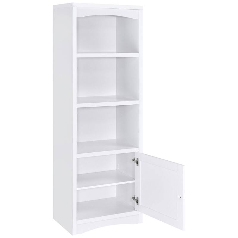 Donna Media Tower Pier Cabinet, Adjustable Shelves, White Wood 71 Inch