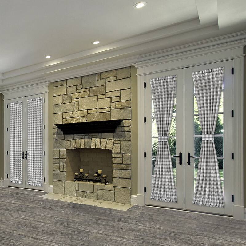 Buffalo Check Rod Pocket Door Panel and Tieback