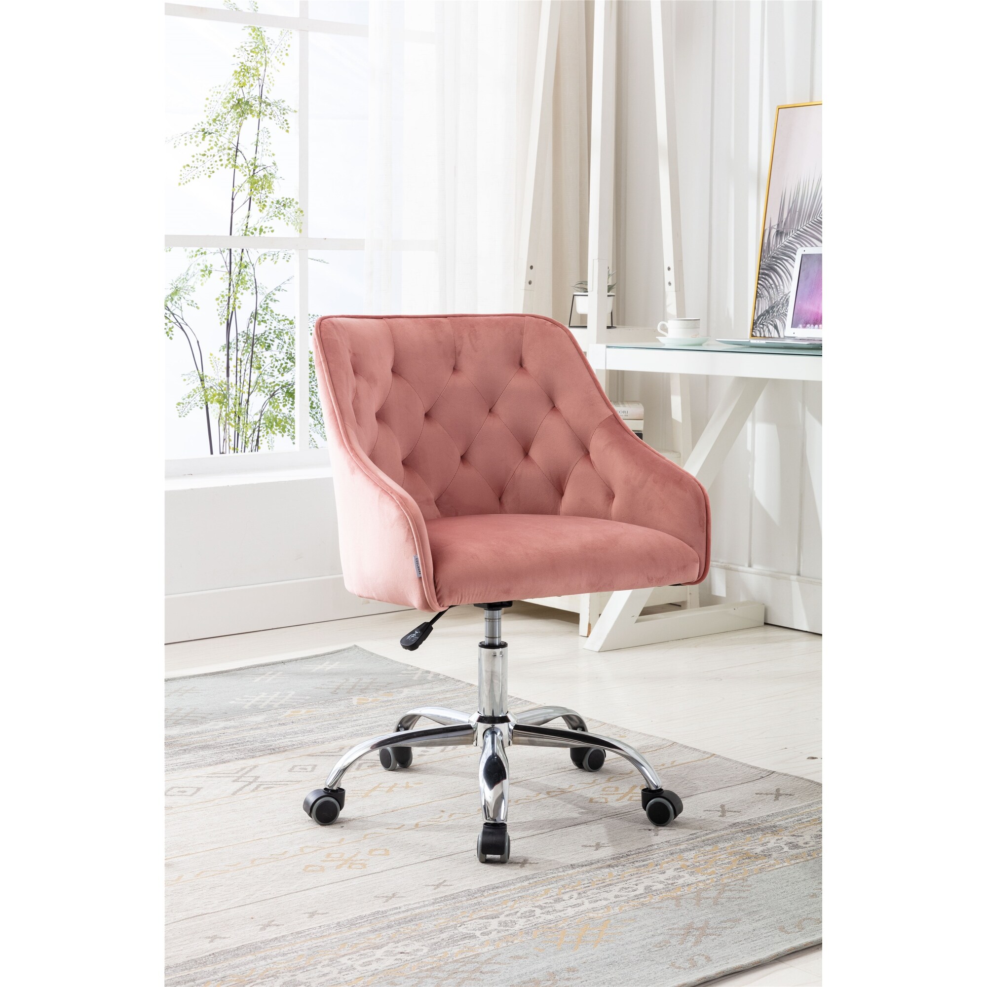Silver velvet office best sale chair