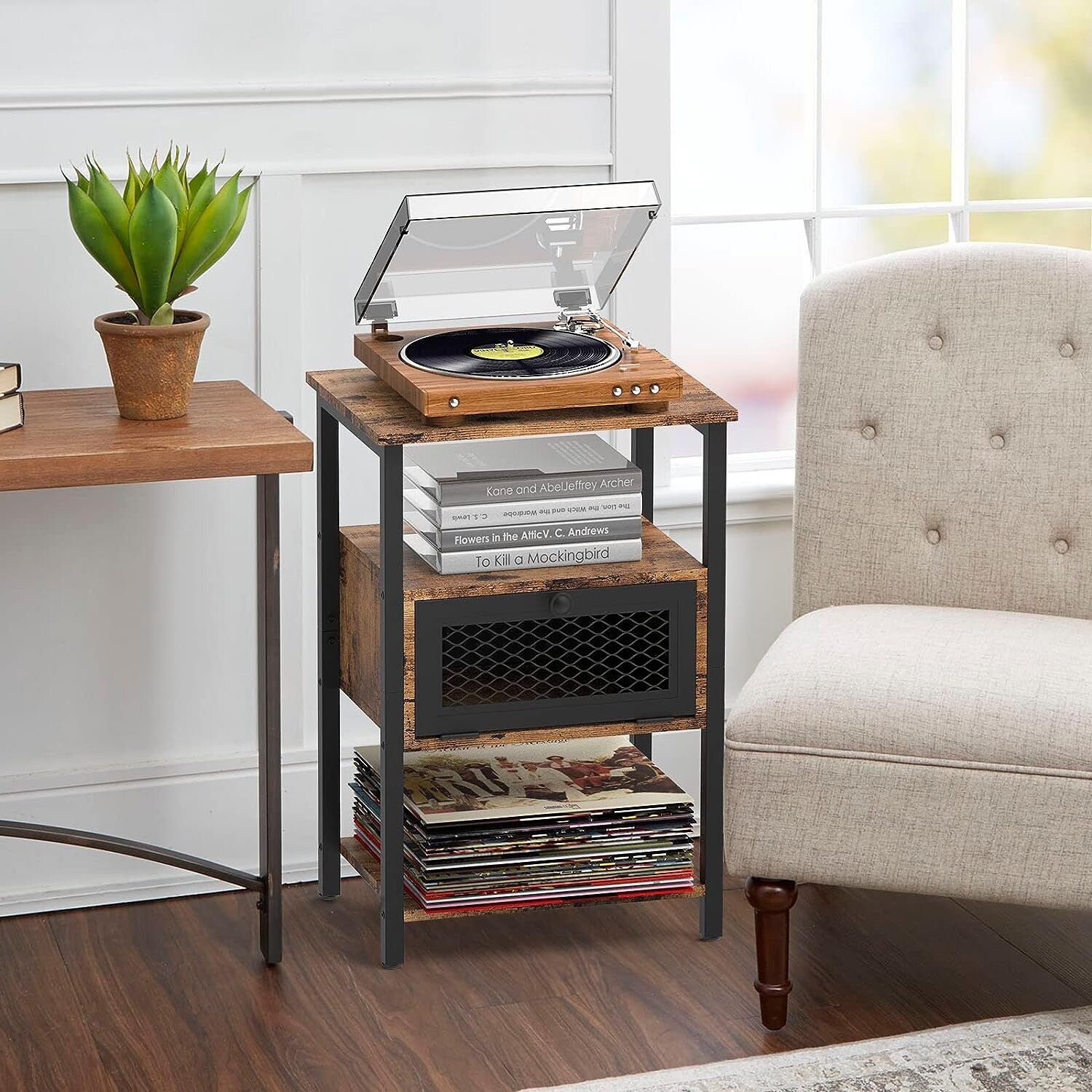 Nightstand with Charging Station, Drawer