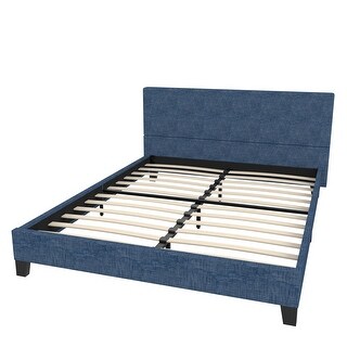 Upholstered Linen Queen Platform Bed/Metal Frame with Tufted Square ...