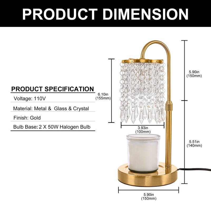 YANSUN Antique Brass Glass Curtain Stand, Round Base, Adjustable Light & Timer, 2 GU10 Halogen Light Cups Included