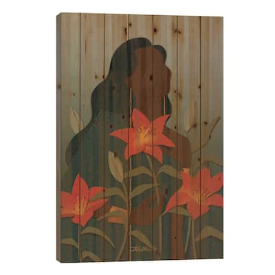 Lilies Print On Wood by Taku Creates - Multi-Color