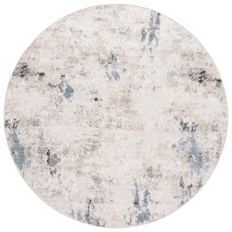SAFAVIEH Quincy Lukrecija Modern Contemporary Abstract Rug - 6'7" Round - 6'7" Round - Ivory/Beige