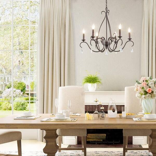 Shop French Country Chandeliers 6 Lights Ceiling Lighting Crystal