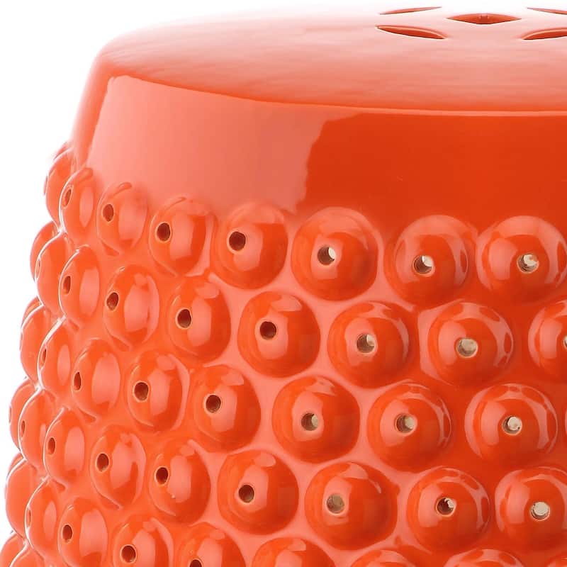 SAFAVIEH Huldah White Nailhead Ceramic Decorative Garden Stool