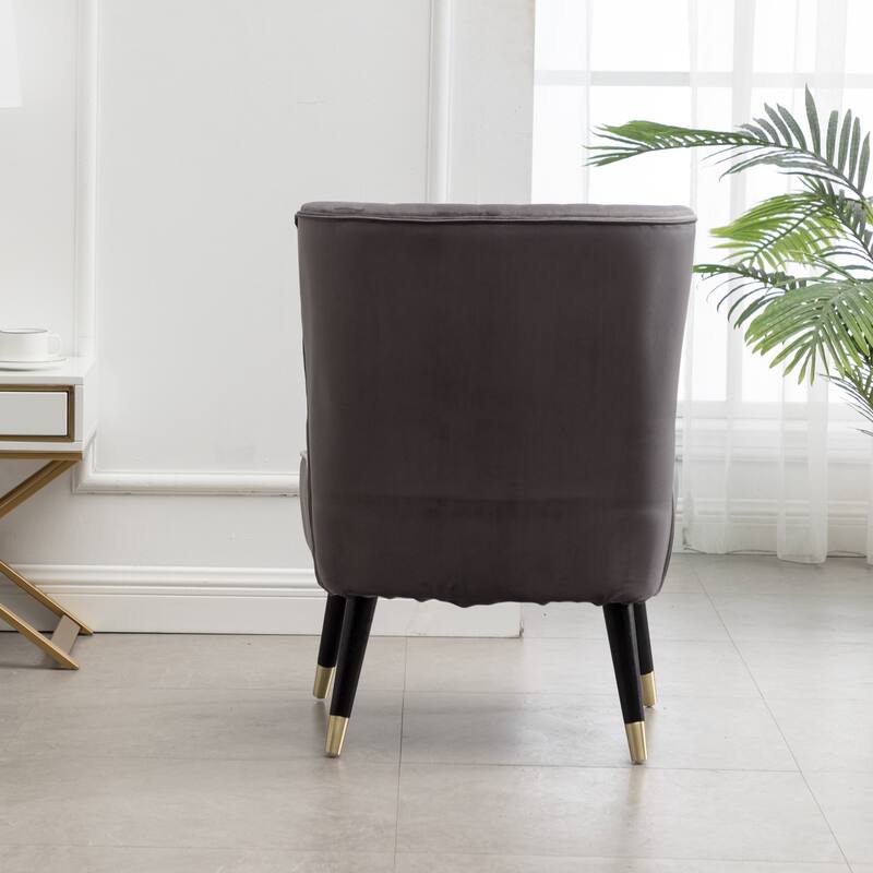 Gray Modern 26" Polyester Accent Chair with Solid Rubber Wood Legs for Living Room