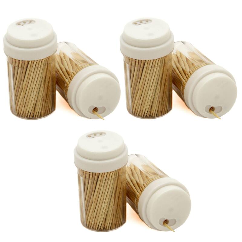 Chef Craft 2pc Select Toothpick Container Holders with 500 Natural Bamboo Toothpicks - 3 Sets