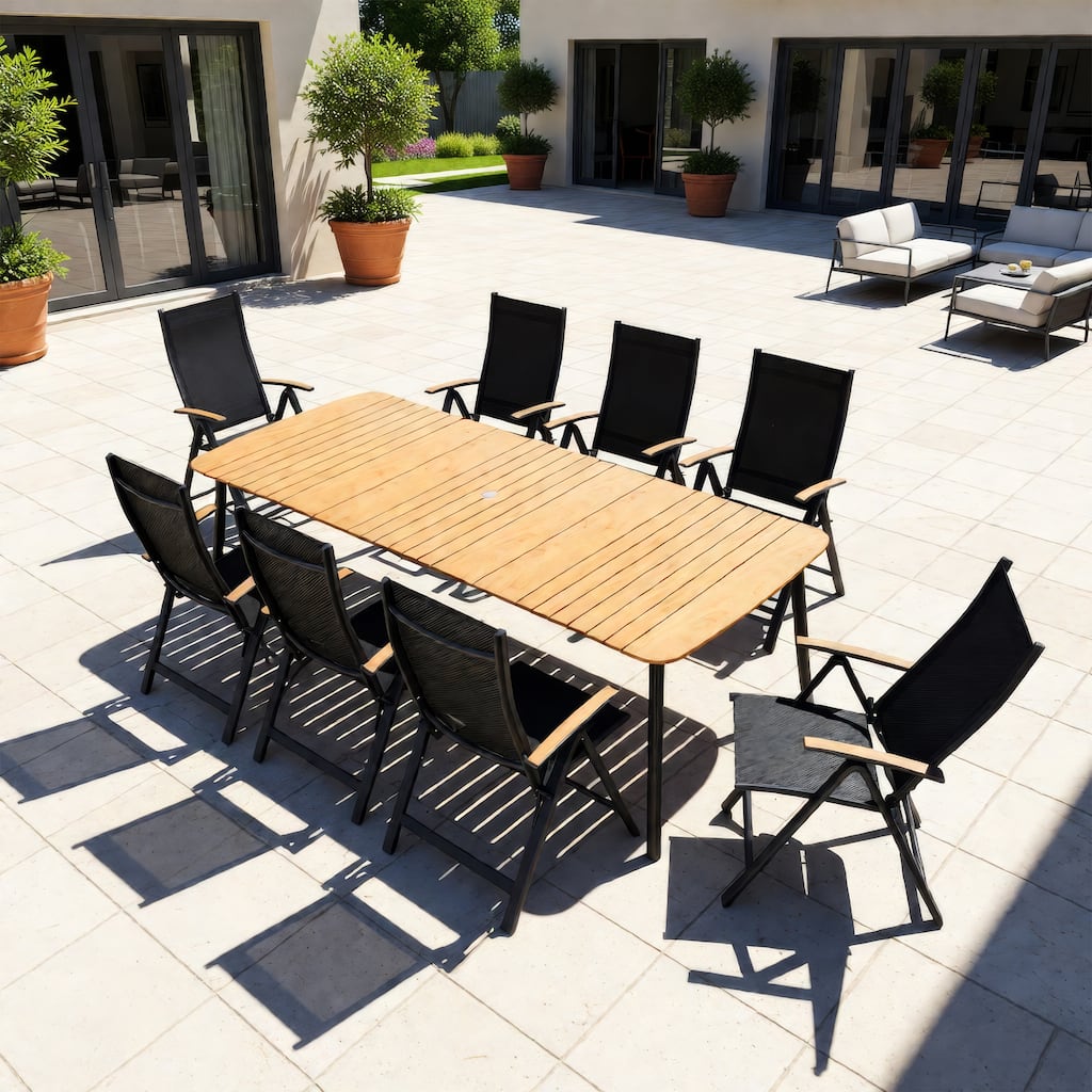 Outdoor 7/9-Piece Patio Dining Set Aluminum Dining Table and Folding Chairs